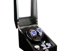 Cutie intors ceasuri automatice iUni, Watch Winder 2 + 3 spatii depozitare Carbon